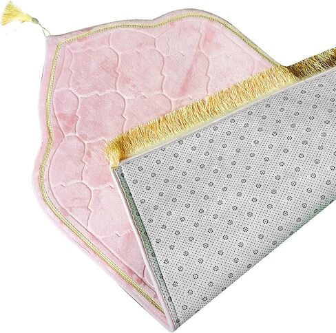 Muslim Prayer Mat, Thick Soft Velvet Muslim Rug, Portable Muslim Prayer Rug, Turkish Prayer Carpet,Janamaz Sajada Carpet for Men and Women Plain Solid Prayer Mat Ramadan Eid Gift.- Pink in Kuwait