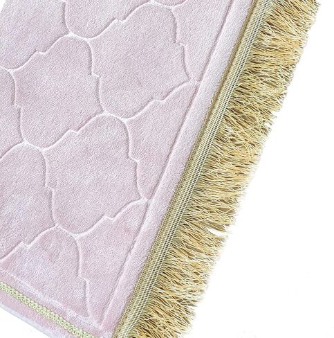Muslim Prayer Mat, Thick Soft Velvet Muslim Rug, Portable Muslim Prayer Rug, Turkish Prayer Carpet,Janamaz Sajada Carpet for Men and Women Plain Solid Prayer Mat Ramadan Eid Gift.- Pink in Kuwait