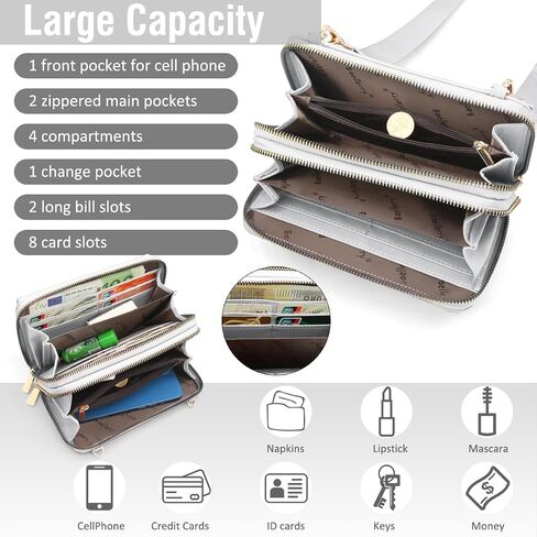 Crossbody Bag for Women Small Shoulder Handbag Leather Cell Phone Purse Wristlet Clutch Wallet with Card Slots in Saudi Arabia