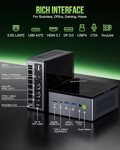 GMKtec Gaming Mini PC Windows 11 Pro AMD Ryzen 7 7735HS Mini Computer up to 4.75GHz 32GB DDR5 RAM 1TB Hard Drive PCIe SSD AMD Radeon 680M, 2 x HDMI, 1x USB4, 4X USB Ports, WiFi 6, BT5.2 Nucbox K2 in Kuwait