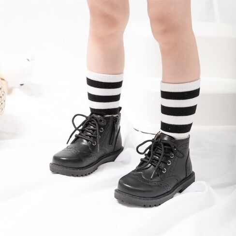 Meckior Toddler Girls Boys Combat Ankle Boots Little Kid Zipper Lace Up Waterproof Outdoor Chelsea Booties Leather Fashion School Uniform Dress Boots in Saudi Arabia