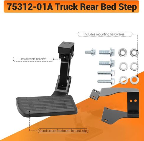 خطوة سرير خلفي قابلة للسحب لخطوة سرير شاحنة قابلة للسحب لسيارة Ford F150 2015-2020 خطوة سرير شاحنة قابلة للسحب لفورد، خطوة الباب الخلفي للشاحنة القابلة للطي، استبدال # 75312-01A in Kuwait