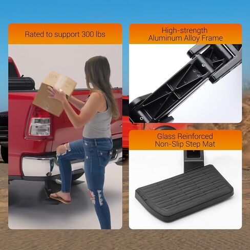 خطوة سرير خلفي قابلة للسحب لخطوة سرير شاحنة قابلة للسحب لسيارة Ford F150 2015-2020 خطوة سرير شاحنة قابلة للسحب لفورد، خطوة الباب الخلفي للشاحنة القابلة للطي، استبدال # 75312-01A in Kuwait