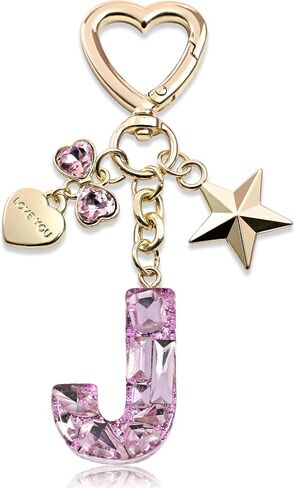 Cute Bling Keychain initial Letter Butterfly Star Pink Purple Gift for Women Girls Bag Cup Charms Accessories in Kuwait