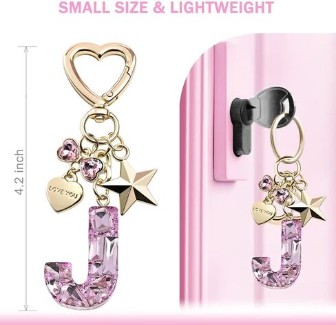 Cute Bling Keychain initial Letter Butterfly Star Pink Purple Gift for Women Girls Bag Cup Charms Accessories in Kuwait
