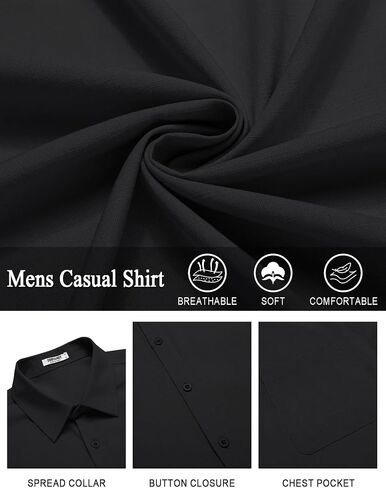 COOFANDY Mens Casual Linen Shirt Short Sleeve Button Down Shirt Summer Beach Shirts with Pocket in Saudi Arabia