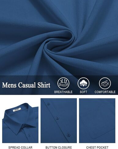 COOFANDY Mens Casual Linen Shirt Short Sleeve Button Down Shirt Summer Beach Shirts with Pocket in Saudi Arabia