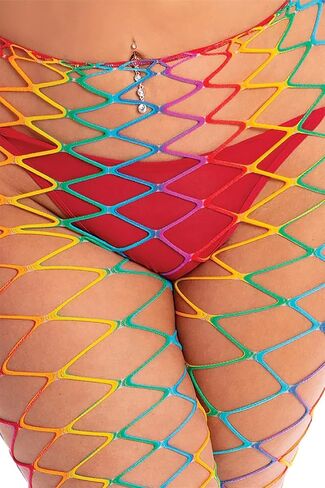 Plus Size Rain Or Shine Two Piece Bodystocking Rainbow One Size Fits Most Queen in Saudi Arabia