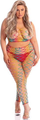 Plus Size Rain Or Shine Two Piece Bodystocking Rainbow One Size Fits Most Queen in Saudi Arabia