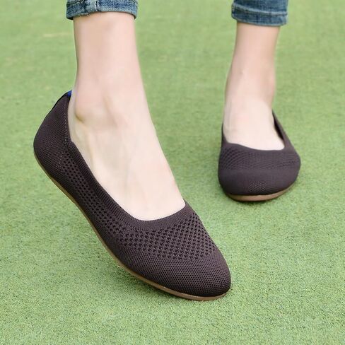 poemlady Women's Ballet Flats Slip On Knit Soft Round Toe Dress Shoes | Comfortable Ballerina Footwear with Non-Slip Rubber Sole, Breathable Casual Style Ideal for Teachers, Office & Daily Wear in Saudi Arabia