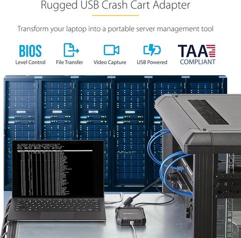 StarTech Rugged Laptop Crash Cart Adapter, USB VGA KVM, TAA (NOTECONS02X) | Laptop-to-server portable console, Video capture, File Transfer, Windows Linux MacOS, Rugged housing in Kuwait