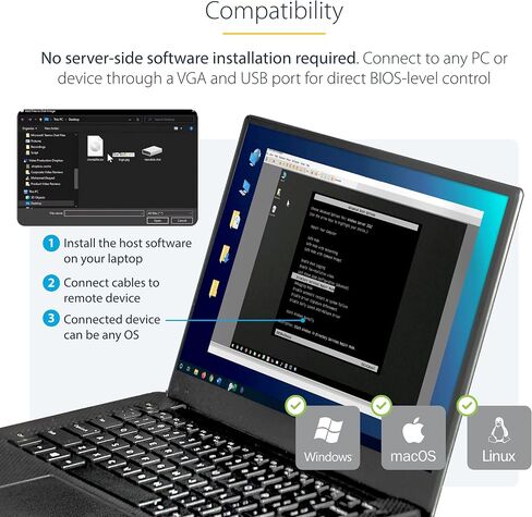 StarTech Rugged Laptop Crash Cart Adapter, USB VGA KVM, TAA (NOTECONS02X) | Laptop-to-server portable console, Video capture, File Transfer, Windows Linux MacOS, Rugged housing in Kuwait