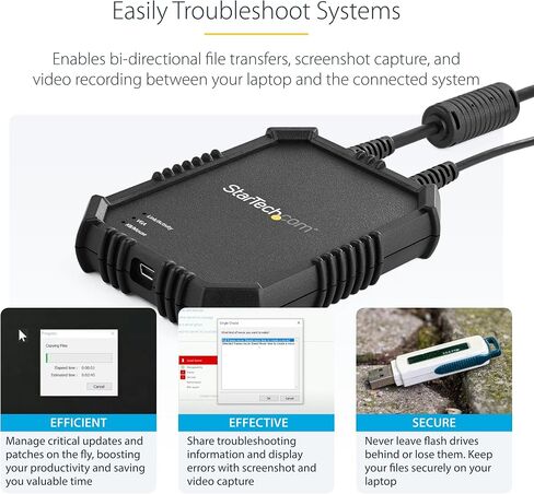 StarTech Rugged Laptop Crash Cart Adapter, USB VGA KVM, TAA (NOTECONS02X) | Laptop-to-server portable console, Video capture, File Transfer, Windows Linux MacOS, Rugged housing in Kuwait