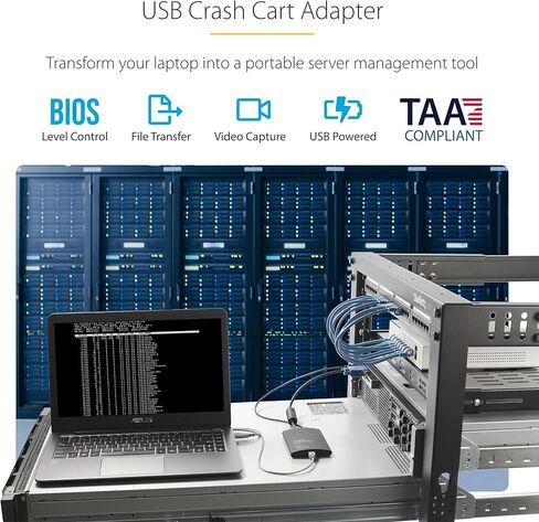 محول StarTech.com Crash Cart - 1920 x 1200 - كمبيوتر محمول محمول USB 2.0 إلى وحدة تحكم KVM (NOTECONS01) in Kuwait