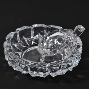 Home Genie Crystal Turtle Tortoise with Plate for Feng Shui and Vastu | Good Luck Showpiece for Home, Office, Hotel | Fengshui Vastu Set for Good Luck - Pack of 1