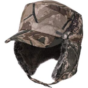 TOP-EX Oversized XL/XXL Unisex Winter Trapper Military Hat Faux Fur Earflaps Baseball Cap Quilted Lined