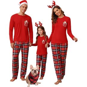 iClosam Matching Family Pajamas Set Striped Christmas Pajamas Sleepwear Dad Mom PJs