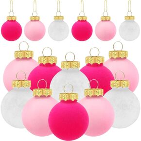 12 Pieces Valentines Day Hanging Balls Ornaments Velvet Valentines Day Balls Pink Red Balls Ornaments Valentine's Day Velvet Hanging Decorations for Home Decor