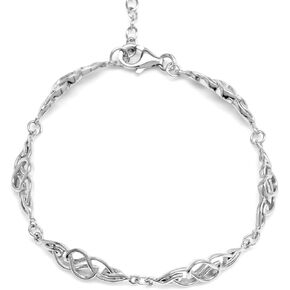 Silvershake White Gold Plated or Yellow Gold Plated 925 Sterling Silver Scroll/Filigree Celtic Knot Weave 6.5 to 9 Inch Adjustable Bracelet Jewelry for Women
