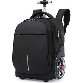 20 Inch Backpack with Wheels, Rolling Backpack for Adults with Wheels, Wheeled Backpack with 15.6 Inch Laptop Waterproof Compartment, Roller Backpack with Password Lock (Black)