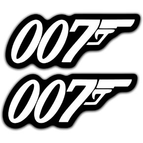 James Bond 007 Vinyl Decals Stickers (2 Pack) | 5.5" White on Black | for Cars, Trucks, Laptops, Windows & More | KCD3278