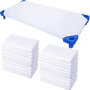 Macarrie 20 Pcs Daycare Cot Sheets for Toddler and Preschool Pure Cotton Breathable Fabric Cot Sheets Standard Daycare Cot Bed Fitted Sheet for Boys and Girls, 51.18'' W x 23.62'' L (Multiple Colors)