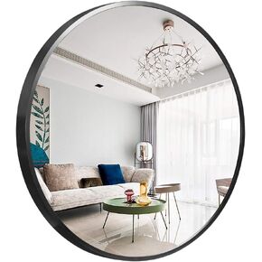 NeuType Round Mirror Circle Mirror Aluminum Alloy Frame Round Wall Mirror for Entryways, Washrooms, Living Rooms and More (Black, 36" x 36")