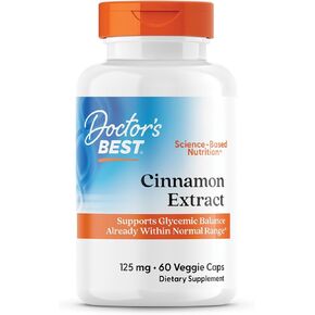 Doctor's Best Cinnamon Extract with Cinnulin PF, Supports Heart Health, Promotes Glycemic Balance and Metabolic Well-Being, Non-GMO, Gluten Free, Vegan, 125 mg, 60 Count