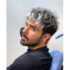 SEVENCOLORS Mens Black Wig Short Layered Synthetic Wigs Natural Fluffy Cosplay Costume Daily Short Cut Wigs for Men (Black)