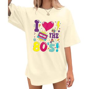 Oversized 80s Outfits for Women I Love The 80s Shirt Vintage neon Shirts for Birthday Party Gift Casual Short Sleeve Top