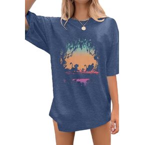 FASHGL Magic Word T Shirt Women Funny Animal Graphic Print Pine Tree Shirts Casual Short Sleeve Nature Tee Tops