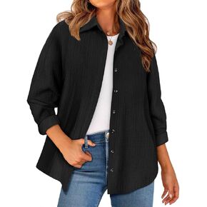 RITERA Womens Plus Size Button Down Shirts Long Sleeve Collared Dress Shirts Oversized Work Blouses Casual Tops XL-5XL