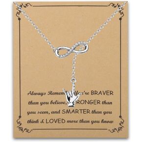 FUSTMW ASL Necklace I Love You Hand Sign Language Charm Pendant Necklace Sign Language Jewelry Interpreter Gift ASL Jewelry Gift for Deaf