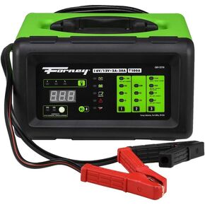 Forney 52750 Battery Charger, 6-Volts at 2, 10 and 20 Amps and 12-Volts at 2, 10, 20 and 100 Amps Start, black/green