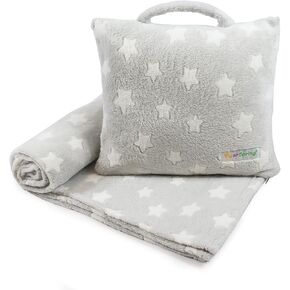 3-in-1 Kids Travel Pillow Blanket Set, Snuggle Pillow in 12"X15", Plush Throw Blanket for Kids in 40"X60",Filled Throw Pillow, Machine-Washable,Great Gift (Lilac)