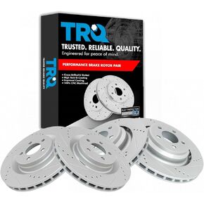 TRQ Front and Rear Performance Brake Rotors Set Premium G-Coated Compatible with 2009-2014 Chrysler 300 2008-2019 Dodge Challenger 2006-2019 Charger 2006-2008 Magnum