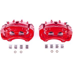 Power Stop Front S5116 Pair of High-Temp Red Powder Coated Calipers For Cadillac CTS 2008-2014 [Model Specific]