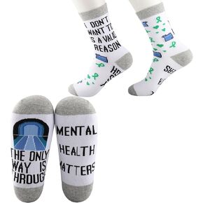 CMNIM Mental Health Socks Mental Health Matter Gift Psychiatry Gift the only Way out is Through Mental Health Awareness Socks