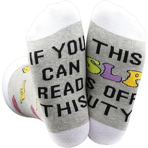 LEVLO 1 Pair Speech Language Pathologist Gift This SLP is Off Duty Medical Socks SLP Student Grad Christmas Mother Gift