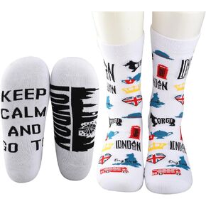 MBMSO 2 Pairs London Socks London Travel Gifts for London Girls Weekend Gifts England UK Travel Souvenir Gifts England Socks