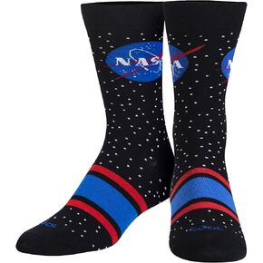 Cool Socks, NASA Logo Stars Space, Mens Womens Crew, Funny Graphic Print, Large