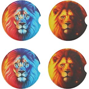Mandala Car Cup Holder Coaster, Car Coasters for Cup Holder Set of 4, Absorbent Ceramic Car Coasters Cup Holders with Finger Notch & Cork Base Car Assecories for Women 2.56"(Mandala) in Saudi Arabia