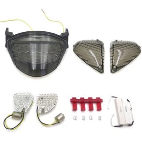 HTTMT - For 2005 2006 Suzuki GSXR 1000 GSX-R1000 Smoke LED Turn Signal Tail lights lens [P/N: MT196+181-SM]