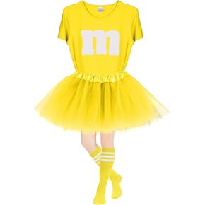 Letter M Halloween Costume Set T-Shirt Tutu Tube Socks Team Group Costumes for Women Halloween Cosplay Events