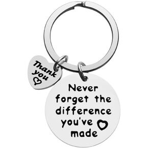 Never Forget The Difference You've Made Keychain Inspirational Keyring Coworker Leaving Gift Happy Retirement Keychain for Women Men