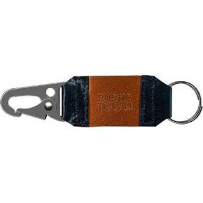 RUSTIC TOWN Leather Key Ring Holder - Compact Belt Keychain with Fob Car Key Chain - Handmade Sturdy Key Case Organizer for Men and Women