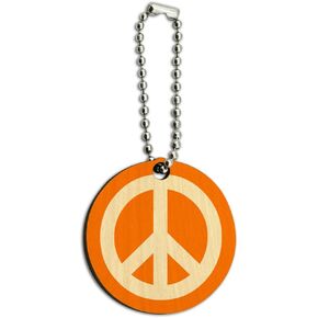 GRAPHICS & MORE Peace Sign Symbol Orange Wood Wooden Round Key Chain