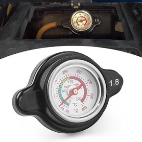 1 PC Automobile High Pressure Radiator, Water Tank Cap with Thermometer, 1.8 Radiator Accessories, Universal for Most Cars (Black)