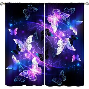 Butterfly Curtains for Girls Bedroom,Purple Window Curtain Panels Drapes for Kids Bedroom Nursery Room Rod Pocket Windows Door Curtain, W42xL45in Decor