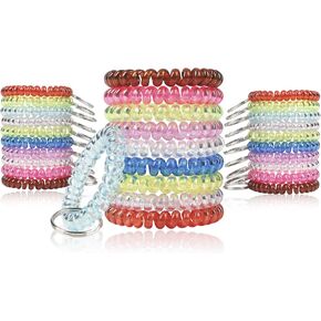 BIHRTC Pack of 30 Colorful Flexible Spiral Wrist Coil Keychain Stretchable Coil Spring Wristband Wrist Coil Key Ring for Office, Workshop, Shopping Mall, Sauna, Gym,Pool